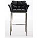Sgabello Alto Bar DAMASO in Similpelle - Sedia Sgabello con Braccioli e Schienale Imbottiti e Poggiapiedi l Sgabello Fisso Bar Cucina Pub in Acciaio - H 83 cm Nero Acciaio Inox - Foto miniatura 2