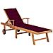Lettino Prendisole Con Cuscino In Massello Di Teak Rosso Vino - Foto miniatura 2