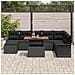 Set da Pranzo Giardino 9 Pezzi con Cuscini Nero Rattan Acacia - Foto miniatura 3