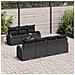 Set di Divano da Giardino  da 8 Pezzi con Cuscini in Polyrattan Nero, Divano da Giardino a 2 Posti  con Spazio di Stoccaggio e Cuscini in Polyrattan Nero - Foto miniatura 3