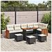 Set Divano da Giardino 10 Pezzi con Cuscini Nero in Rattan Sintetico,  Divano da Giardino 2 Posti con Cuscini Nero in Rattan Sintetico,  Set da Pranzo da Giardino 4 Pezzi con Cuscini Nero in Rattan Sintetico - Foto miniatura 2