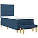 Letto con Box Spring con Materasso e Panchina Blu 90x190 cm Tessuto - Foto miniatura 3