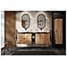 Mobile sottolavabo da 160 cm, Rovere scanalato, con piano e ripiano, FLOW - Foto miniatura 1