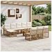 Set Divano da Giardino 11 pz Naturale e Bianco Crema polyrattan - Foto miniatura 2