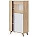 Vetrina Atlanta, Vetrinetta Moderna A 3 Ante, Credenza Da Soggiorno O Salotto, Madia Alta Con Ripiani, 77x33h142 Cm, Rovere E Bianco - Foto miniatura 4