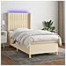 Letto a Molle con Materasso e LED Crema 80x200 cm in Tessuto - Foto miniatura 2