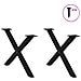 Gambe Tavolo Pranzo A Forma Di X 2 Pz Nero 70x(42-43)cm Acciaio - Foto miniatura 3