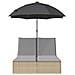 Lettino Prendisole Doppio Cuscini E Parasole Beige Polyrattan - Foto miniatura 3