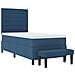 Letto con Box Spring con Materasso e Panchina Blu 90x200 cm Tessuto - Foto miniatura 8