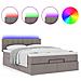 Pouf Letto con Materasso e LED Tortora 140x200 cm in Tessuto - Foto miniatura 5