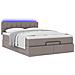 Pouf Letto con Materasso e LED Tortora 140x200 cm in Tessuto - Foto miniatura 6