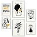 Set Di 6 Stampe Artistiche E Astratte Con Inchiostro Nero Per L'interior Design A3 & A4 Cornice Bianca - Foto miniatura 1