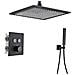 Set miscelatore doccia, Blackswan, tipo M156, modello nero opaco, 2 vie, termostato e montaggio a soffitto, misura 40 cm - Foto miniatura 1