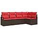 Set Divano da Giardino 5 pcs Marrone e Rosso polyrattan - Foto miniatura 1