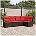 Set Divano da Giardino 5 pcs Marrone e Rosso polyrattan - Foto miniatura 2