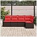 Set Divano da Giardino 5 pcs Marrone e Rosso polyrattan - Foto miniatura 3