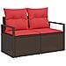 Set Divano da Giardino 5 pcs Marrone e Rosso polyrattan - Foto miniatura 4