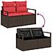 Set Divano da Giardino 5 pcs Marrone e Rosso polyrattan - Foto miniatura 9