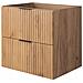 Mobile sottolavabo 160 cm, Beige scanalato, Piano e ripiano in rovere, FLOW - Foto miniatura 5