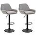 Set 2 Sgabelli Bar Braga in Tessuto - Coppia Sedie Cucina Regolabili con Schienale e Braccioli - Sedie Sgabello Bancone Imbottite Grigio - Foto miniatura 2