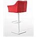 Sgabello Alto Regolabile Damaso in Similpelle I Sgabello Bancone con Braccioli E Schienale Imbottiti E Poggiapiedi, H 58-83 CM Rosso Bianco - Foto miniatura 4