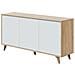 Credenza Arvada, Madia Moderna A 3 Ante E Ripiani, Buffet Da Cucina, Buffet Di Design Da Soggiorno, 154x40h75 Cm, Rovere E Bianco - Foto miniatura 2