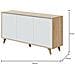 Credenza Arvada, Madia Moderna A 3 Ante E Ripiani, Buffet Da Cucina, Buffet Di Design Da Soggiorno, 154x40h75 Cm, Rovere E Bianco - Foto miniatura 3