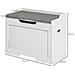 Panca Contenitore da 103L Multifunzione in Legno con Cuscino in Tessuto, 75x40x56cm, Bianco - Foto miniatura 4