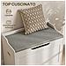 Panca Contenitore da 103L Multifunzione in Legno con Cuscino in Tessuto, 75x40x56cm, Bianco - Foto miniatura 5
