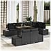 Set da Pranzo Giardino 9 Pezzi Cuscini Nero Polyrattan Acacia - Foto miniatura 2