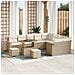 Set di Divano da Giardino  di 12 Pezzi con Cuscini in Rattan Polietilene Beige, Set da Pranzo da Giardino  di 3 Pezzi con Cuscini in Rattan Polietilene Beige - Foto miniatura 2