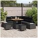 Set Divano da Giardino 8 Pezzi con Cuscini in Rattan Polyrattan Nero Acacia, Divano da Giardino 2 Posti con Cuscini Rattan Polyrattan Nero, Set da Pranzo da Giardino 3 Pezzi con Cuscini Rattan Polyrattan Nero Acacia - Foto miniatura 2