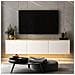 Lumi Porta Tv Led Sospeso Con Armadi Bianchi E Piano In Legno 160cm - Foto miniatura 1