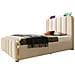 Letto Singolo In Lino Beige Con Strisce Dorate E Ricarica Usb - Foto miniatura 1