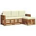 Set divani 4 pcs Naturale e Crema Legno di Acacia Massello - Foto miniatura 1