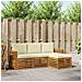 Set divani 4 pcs Naturale e Crema Legno di Acacia Massello - Foto miniatura 2