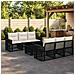 Set Divano da Giardino 7 pz Nero e Bianco Crema polyrattan - Foto miniatura 9
