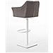 Sgabello Alto Bar Damaso I Sgabello Design Cucina Trapuntato in Tessuto con Braccioli E Schienale Imbottiti l Sedia Sgabello Bar Pub con Poggiapiedi Grigio Bianco - Foto miniatura 4