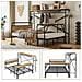 Letto In Metallo, 140x200cm, Con Tavolo E Appendiabiti Verticale, Metallo+mdf, Nero+naturale, Senza Materasso - Foto miniatura 4