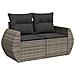 Set Divano da Giardino 6 pz con Cuscini Grigio in Polyrattan - Foto miniatura 6