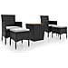 Set Bistrot per Giardino 5 pz Polyrattan e Massello Acacia Nero - Foto miniatura 1