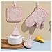 Set Da Cucina Anti-scottatura 5 Pezzi: Guanti, Presine E Copri-manico In Cotone Pink - Foto miniatura 2