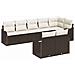 Set Divano da Giardino 8 pcs Marrone e bianco Poly Rattan - Foto miniatura 1