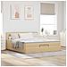 Struttura Letto Pouf con Materasso Crema 200x200cm in Tessuto - Foto miniatura 3