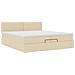 Struttura Letto Pouf con Materasso Crema 200x200cm in Tessuto - Foto miniatura 6
