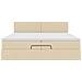 Struttura Letto Pouf con Materasso Crema 200x200cm in Tessuto - Foto miniatura 7