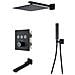 Set miscelatore doccia, Blackswan, tipo M154, modello nero opaco, 3 vie, illuminazione LED, termostato e bocca mobile, misura 40 cm - Foto miniatura 1