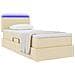 Letto con contenitore e LED con led Crema 100 x 200 cm Tessuto - Foto miniatura 3