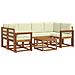 Set di divani da esterno con cuscino 7 pcs Naturale e Crema - Foto miniatura 1