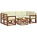 Set di divani da esterno con cuscino 7 pcs Naturale e Crema - Foto miniatura 3